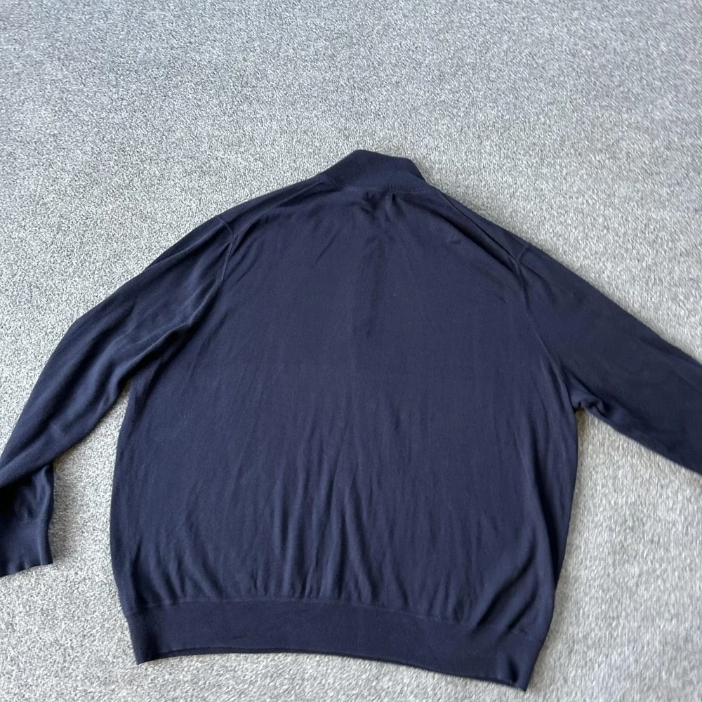 Polo Ralph Lauren Sweater Mens Big 3X Blue Cotton Quarter‎ Zip Mock Neck Knit